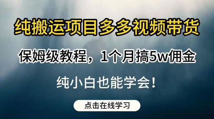 多多视频带货,纯搬运一个月搞了 5W 佣金,小白也能操作【揭秘】-就去找资源网