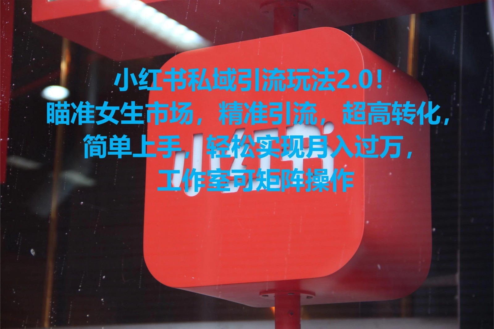 小红书私域引流玩法2.0!瞄准女生市场,精准引流,超高转化,简单上手,轻松实现月入过万,工作室可矩阵操作-就去找资源网