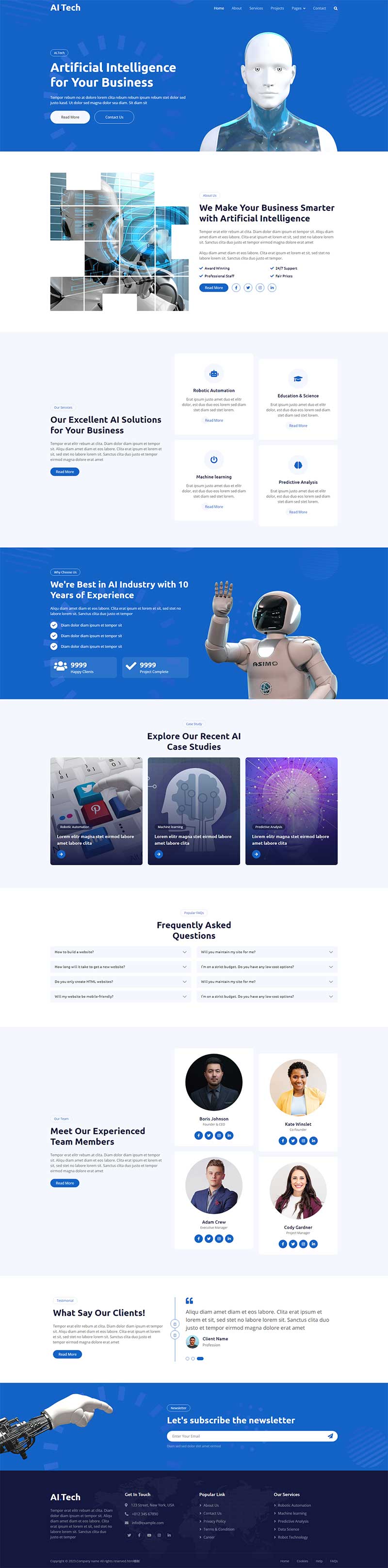 蓝色人工智能科技公司html5模板-就去找资源网