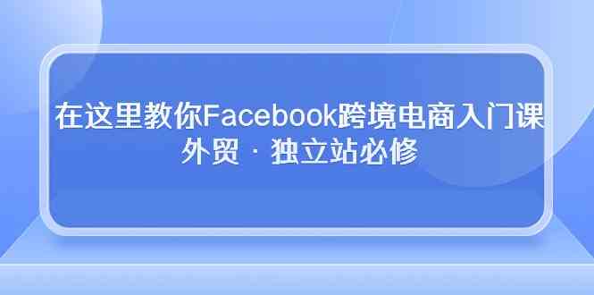 在这里教你Facebook跨境电商入门课,外贸·独立站必修(19节课)-就去找资源网