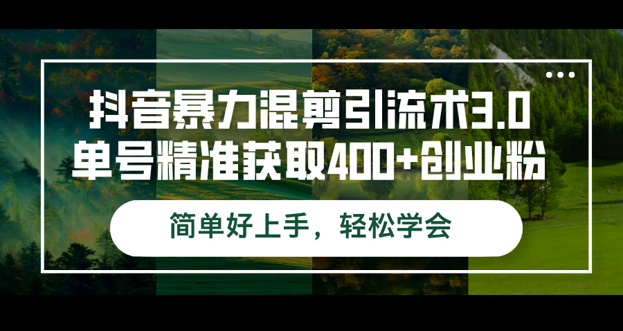 (12630期)抖音暴力混剪引流术3.0单号精准获取400+创业粉简单好上手,轻松学会-就去找资源网