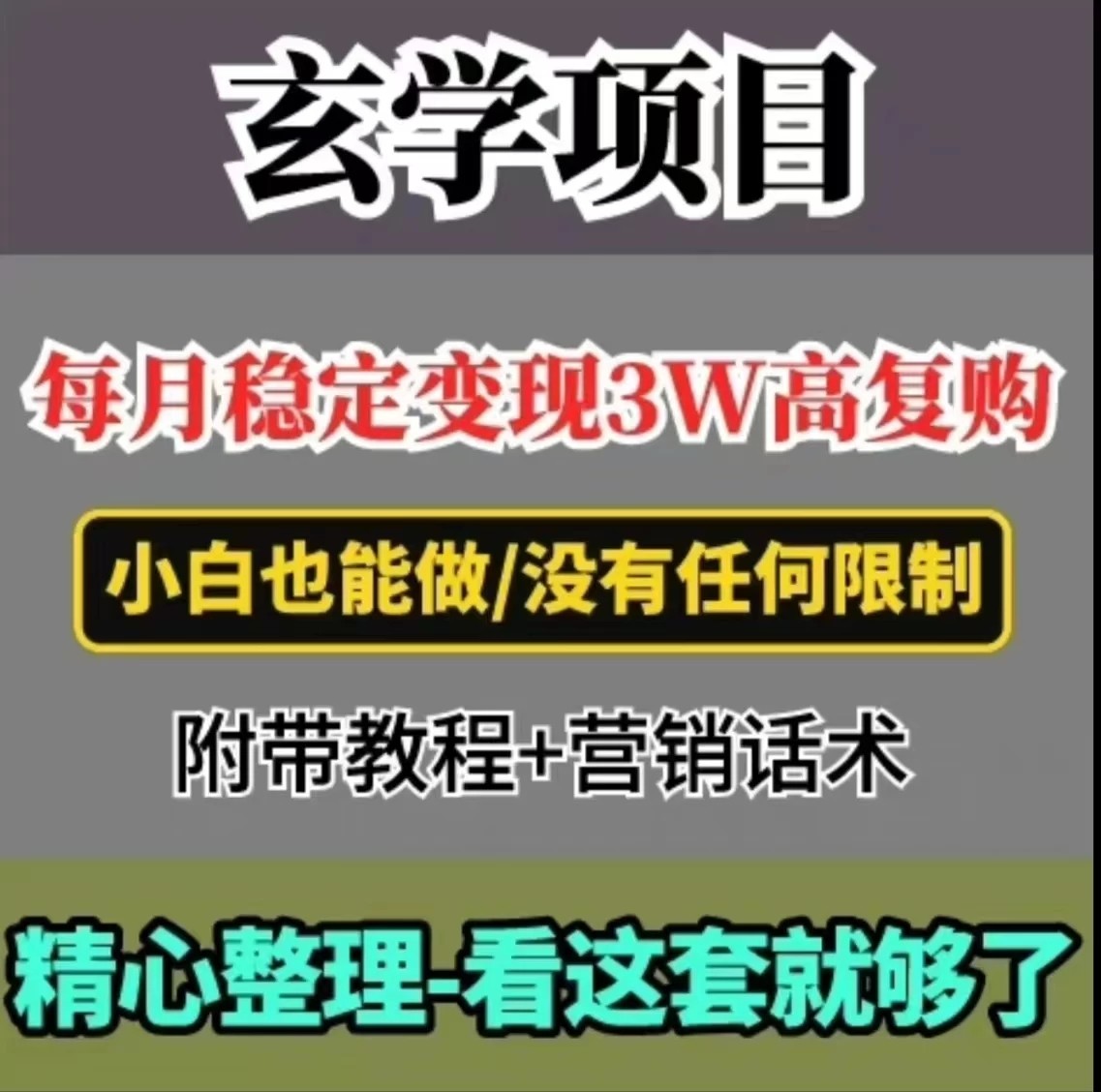 每月稳定变现3W+,高复购玄学项目,小白也能做-就去找资源网