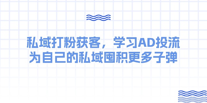 (10728期)某收费课:私域打粉获客,学习AD投流,为自己的私域囤积更多子弹-就去找资源网