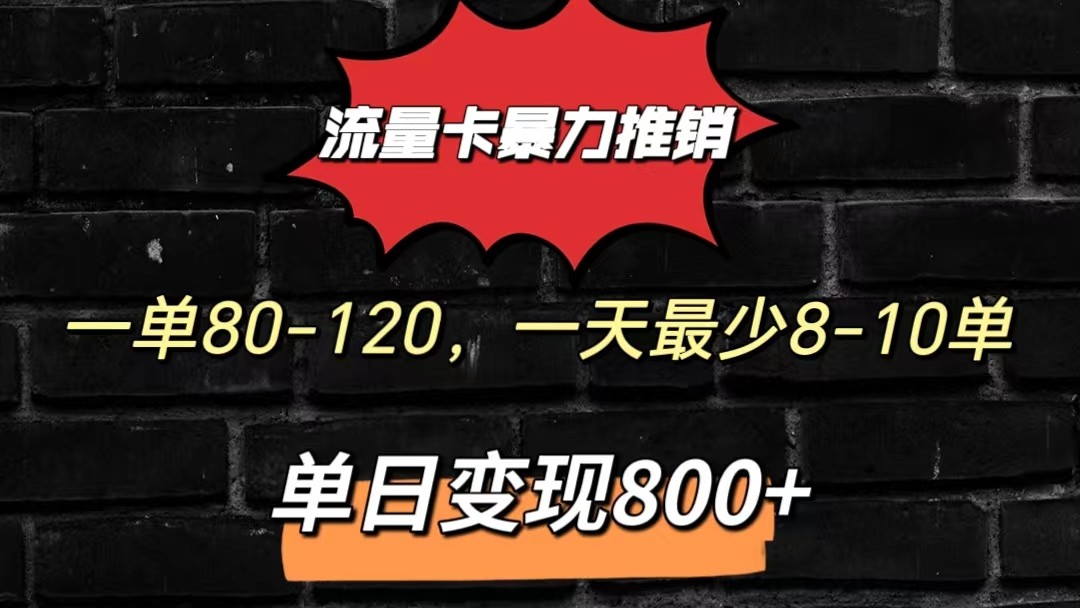 流量卡暴力推销模式一单80-170元一天至少10单,单日变现800元-就去找资源网