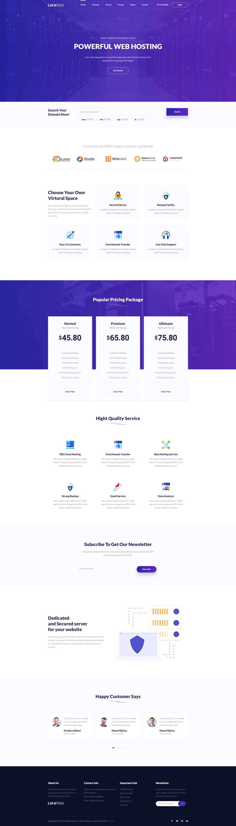 虚拟主机域名服务器托管html网站模板-就去找资源网