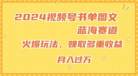 2024视频号书单图文蓝海赛道，火爆玩法，赚取多重收益，小白轻松上手，月入上万【揭秘】-就去找资源网