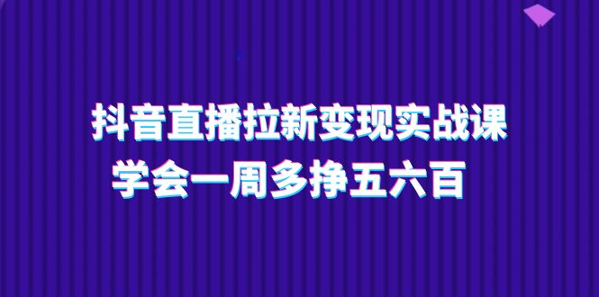 (11254期)抖音直播拉新变现实操课,学会一周多挣五六百(15节课)-就去找资源网
