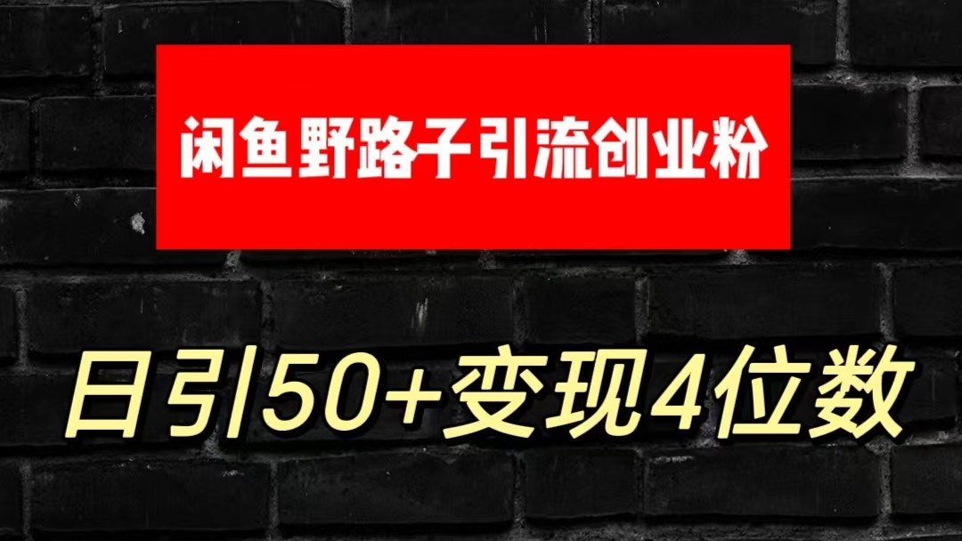 大眼闲鱼野路子引流创业粉,日引50+单日变现四位数-就去找资源网