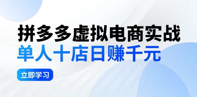 （12326期）拼多多虚拟电商实战：单人10店日赚千元，深耕老项目，稳定盈利不求风口-就去找资源网