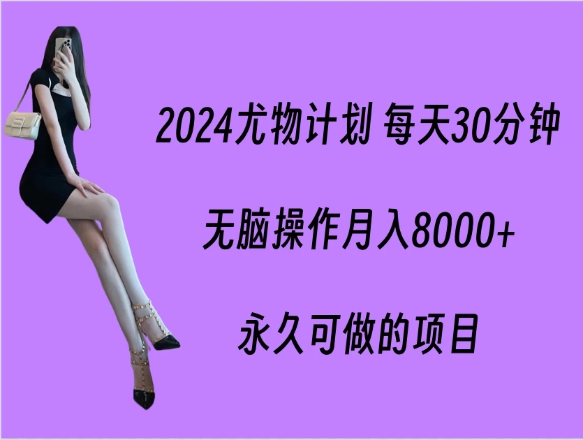 2024尤物计划 每天30分钟,无脑操作月入8000+,永久可做的项目-就去找资源网