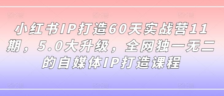 小红书IP打造60天实战营11期，5.0大升级，全网独一无二的自媒体IP打造课程-就去找资源网