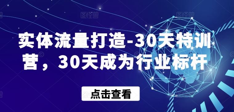 实体流量打造-30天特训营，30天成为行业标杆-就去找资源网