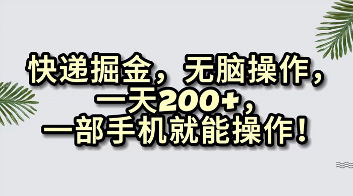 快递掘金,无脑搬运,一天 200+,一部手机就能操作-就去找资源网