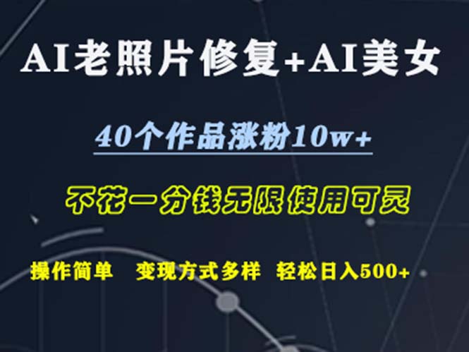 （12489期）AI老照片修复+AI美女玩发 40个作品涨粉10w+ 不花一分钱使用可灵 操…-就去找资源网