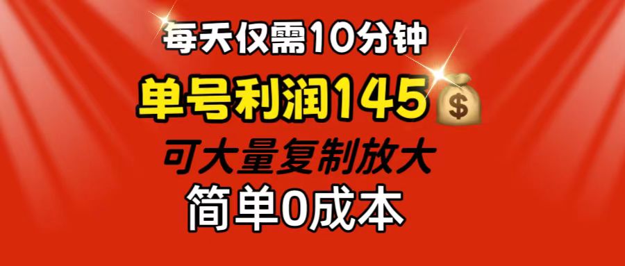 （12027期）每天仅需10分钟，单号利润145 可复制放大 简单0成本-就去找资源网