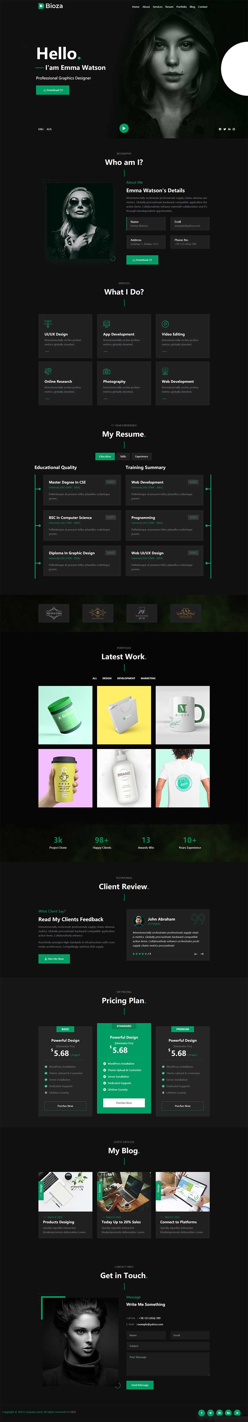黑色图形设计师个人简历html模板-就去找资源网