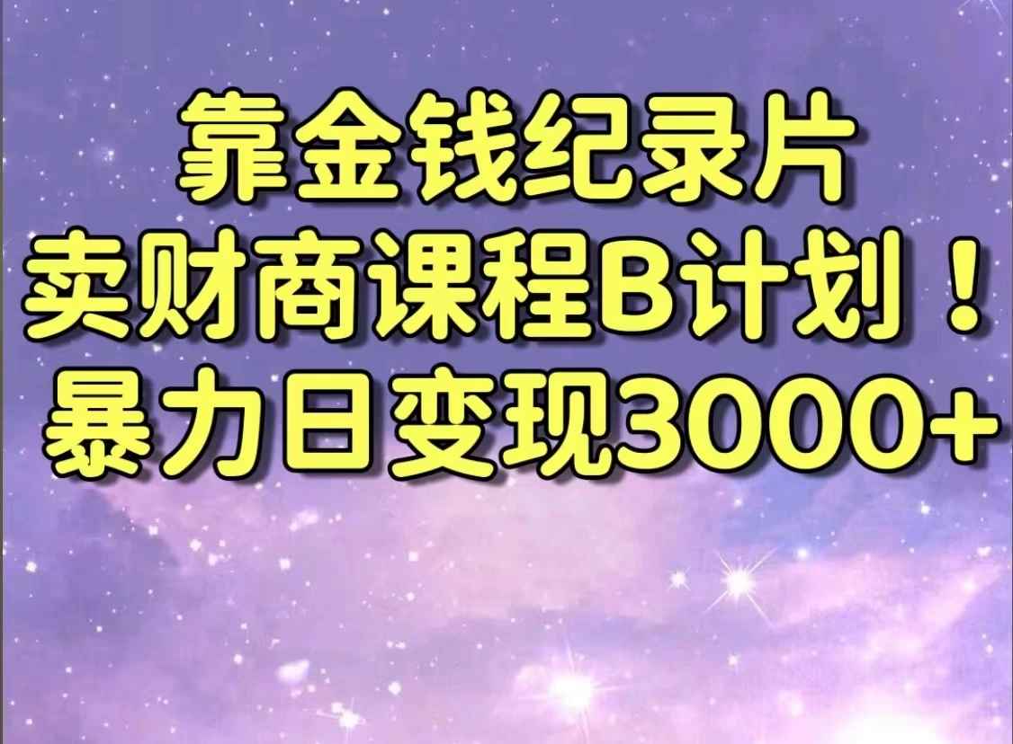 靠金钱纪录片卖财商课程,暴力日变现3000+,喂饭级干货教学!!-就去找资源网