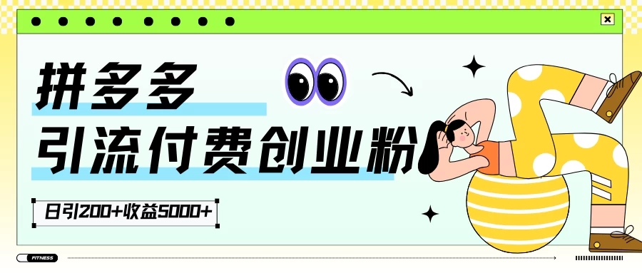 拼多多引流付费创业粉,日引200+,收益5000+-就去找资源网