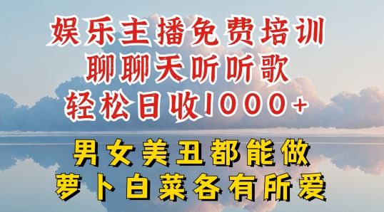 娱乐主播免费培训聊聊天听听歌轻松日收1K+,男女美丑都能做萝卜白菜各有所爱【揭秘】-就去找资源网
