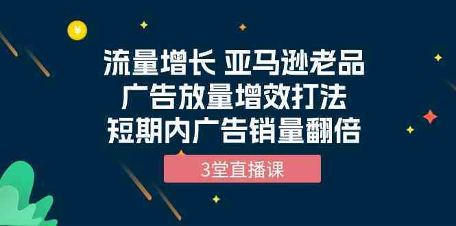 流量增长 亚马逊老品广告放量增效打法，短期内广告销量翻倍（3堂直播课）-就去找资源网