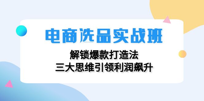 （12398期）电商选品实战班：解锁爆款打造法，三大思维引领利润飙升-就去找资源网