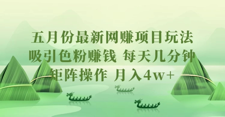 五月份最新网赚项目玩法，吸引色粉赚钱，每天几分钟，矩阵做号，月入4万+-就去找资源网