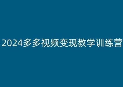 2024多多视频变现教学训练营，新手保姆级教程，适合新手小白-就去找资源网