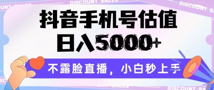抖音手机号估值，日入5000+，不露脸直播，小白秒上手【揭秘】-就去找资源网