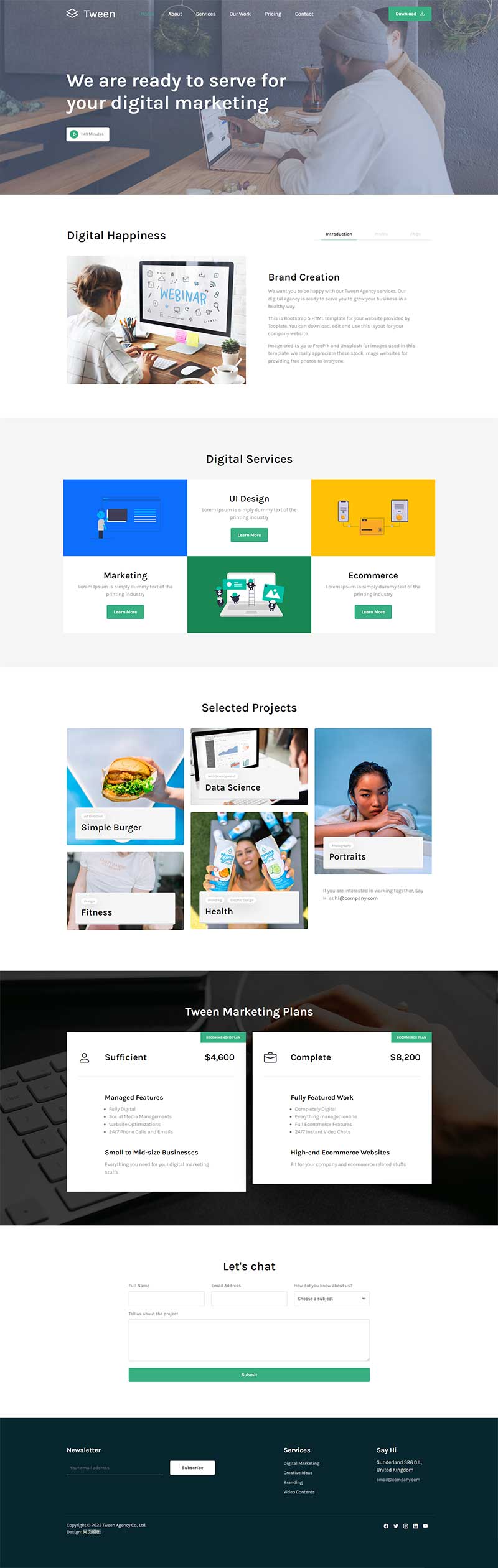 数字营销服务公司html5单页网页模板-就去找资源网