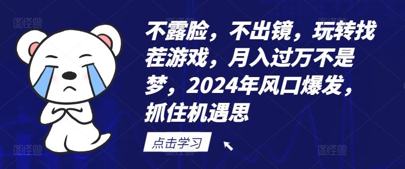不露脸，不出镜，玩转找茬游戏，月入过万不是梦，2024年风口爆发，抓住机遇【揭秘】-就去找资源网