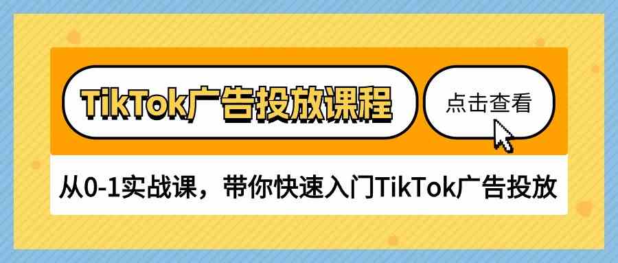 TikTok广告投放课程,从0-1实战课,带你快速入门TikTok广告投放(30节课)-就去找资源网