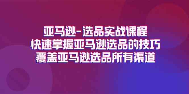 亚马逊选品实战课程，快速掌握亚马逊选品的技巧，覆盖亚马逊选品所有渠道-就去找资源网