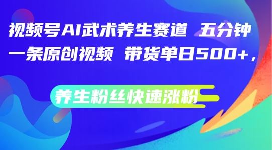 视频号AI武术养生赛道，五分钟一条原创视频，带货单日几张，养生粉丝快速涨粉【揭秘】-就去找资源网