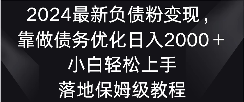 2024最新负债粉变现,靠做债务优化日入2000+小白轻松上手 落地保姆级教程-就去找资源网