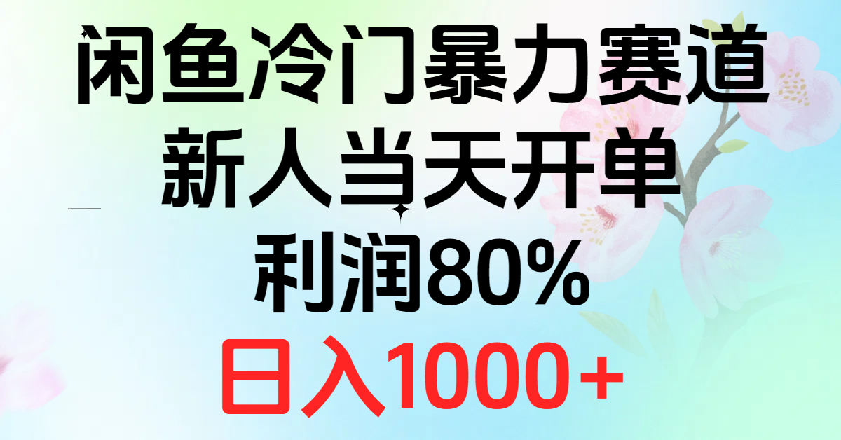 （10985期）2024闲鱼冷门暴力赛道，新人当天开单，利润80%，日入1000+-就去找资源网