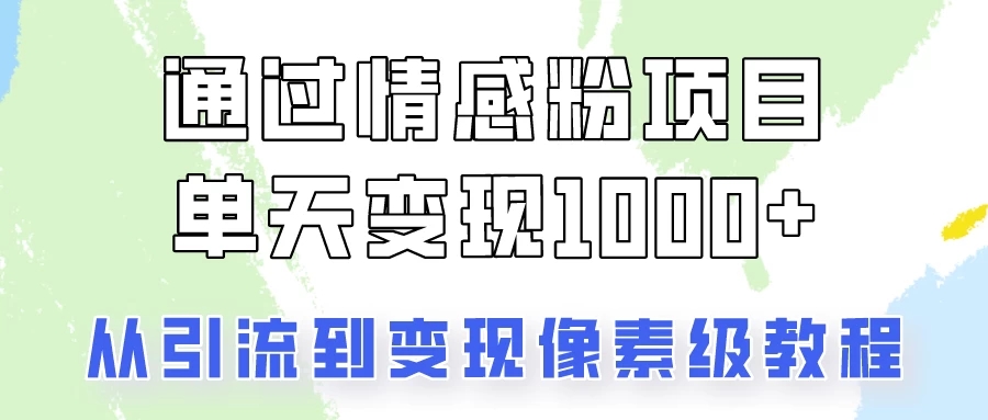 我是怎么通过情感粉项目单天变现1000+的,从引流到变现像素级教程-就去找资源网