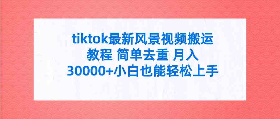 （9804期）tiktok最新风景视频搬运教程 简单去重 月入30000+附全套工具-就去找资源网