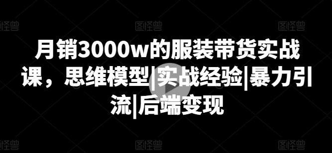 月销3000w的服装带货实战课,思维模型|实战经验|暴力引流|后端变现-就去找资源网