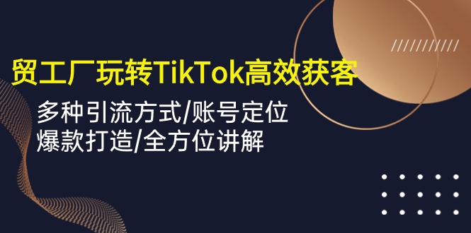 (10302期)外贸工厂玩转TikTok高效获客,多种引流方式/账号定位/爆款打造/全方位讲解-就去找资源网