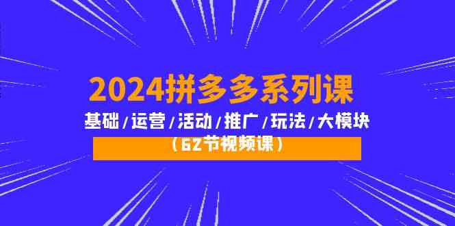 (10019期)2024拼多多系列课:基础/运营/活动/推广/玩法/大模块(62节视频课)-就去找资源网