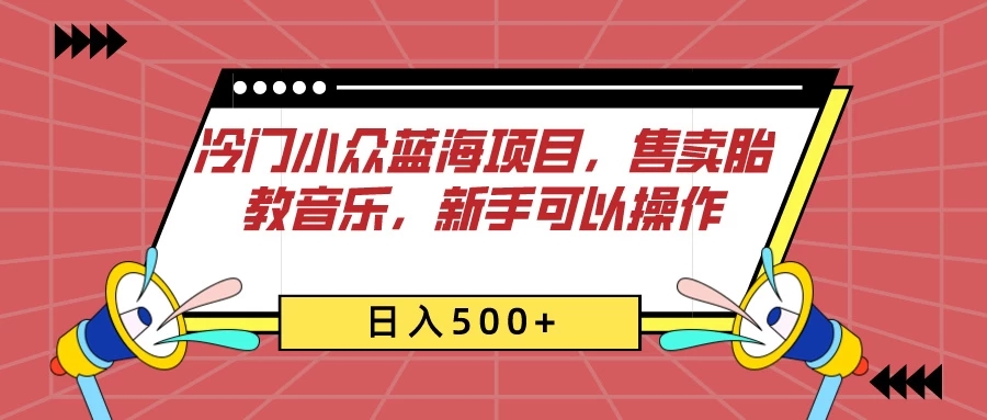 冷门小众蓝海项目,售卖胎教音乐,新手可以操作,日入500+-就去找资源网