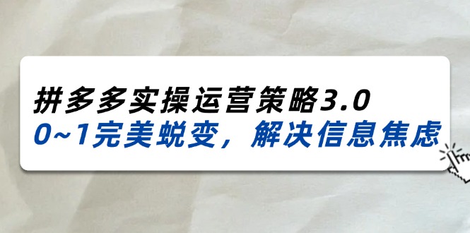 （11658期）2024_2025拼多多实操运营策略3.0，0~1完美蜕变，解决信息焦虑（38节）-就去找资源网