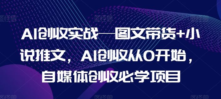 AI创收实战—图文带货+小说推文，AI创收从0开始，自媒体创收必学项目-就去找资源网