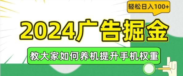 2024广告掘金，教大家如何养机提升手机权重，轻松日入100+【揭秘】-就去找资源网