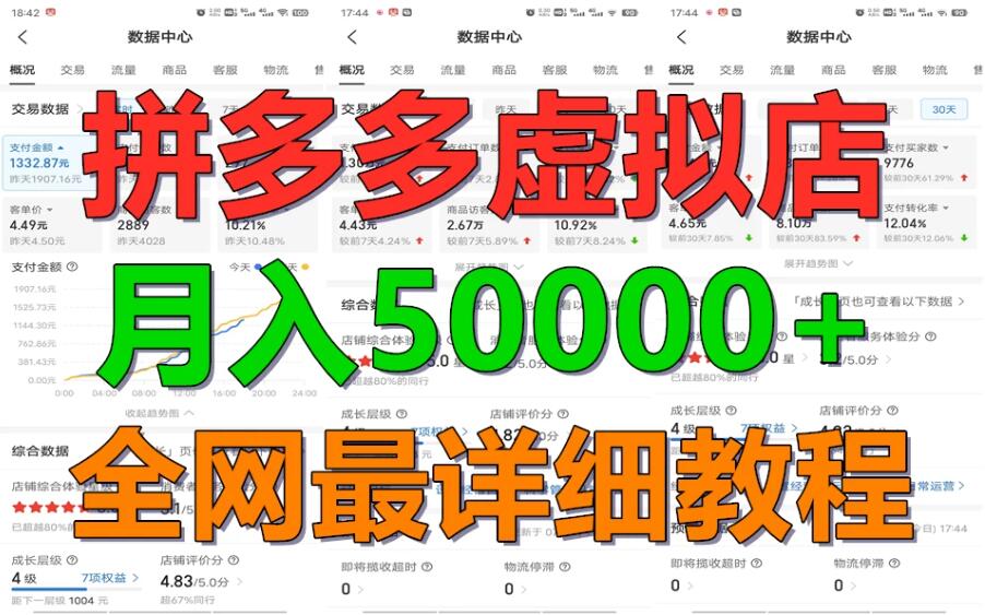 拼多多虚拟电商月入50000+你干你也行，暴利稳定长久，副业首选-就去找资源网