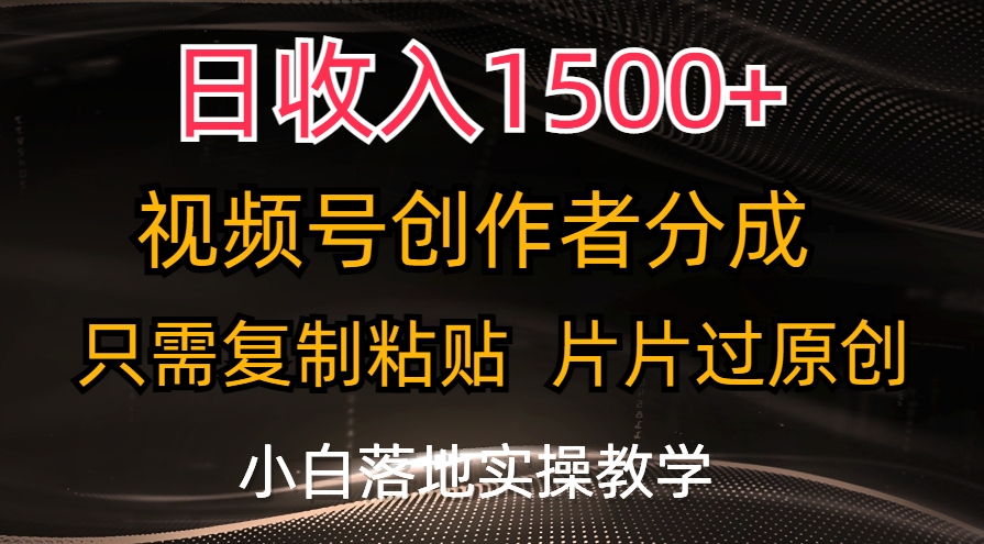 (11339期)日收入1500+,视频号创作者分成,只需复制粘贴,片片过原创,小白也可…-就去找资源网