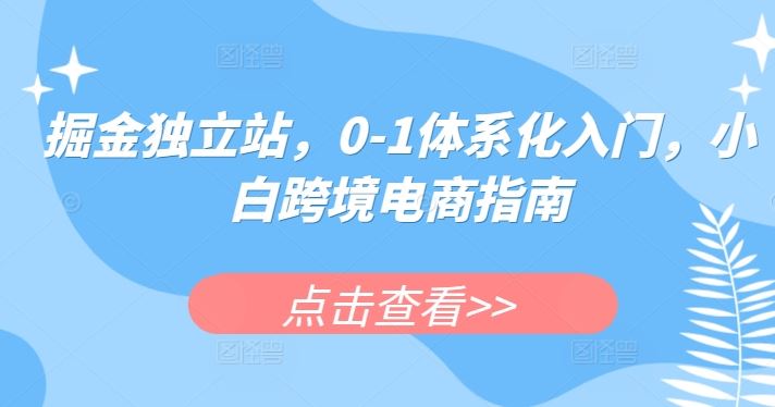 掘金独立站，0-1体系化入门，小白跨境电商指南-就去找资源网
