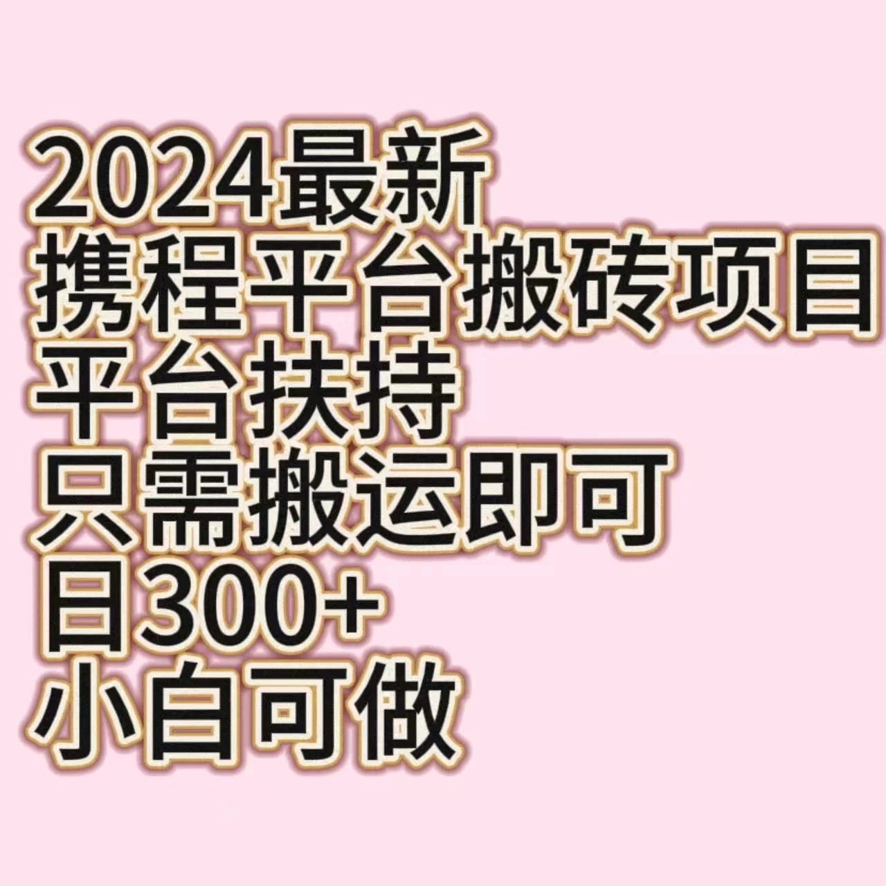 2024最新携程平台搬砖项目，平台扶持只需搬运即可，日300+，小白可做-就去找资源网