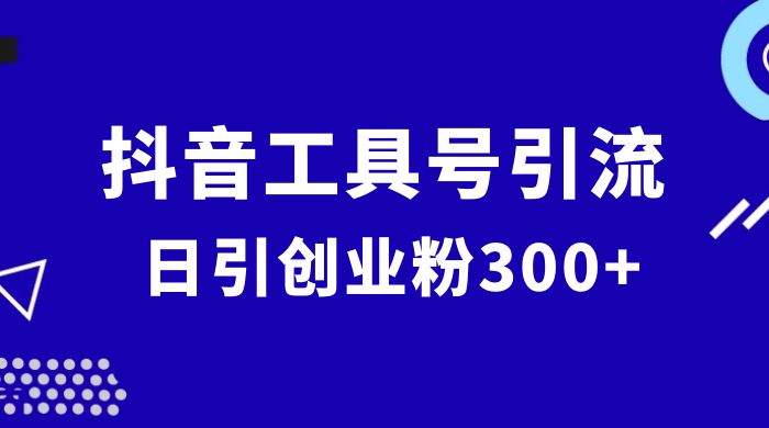 抖音工具号引流玩法，日引创业粉 300+-就去找资源网