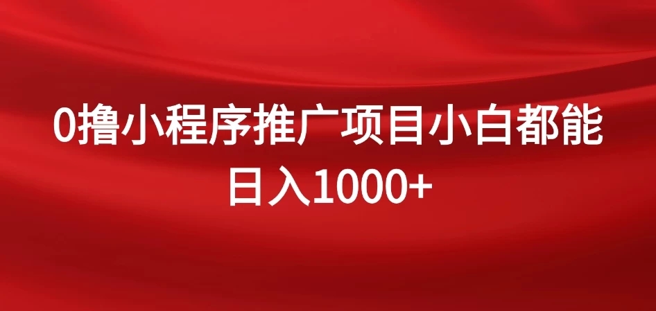 0撸小程序推广项目,日入四位数,零基础小白也能做-就去找资源网